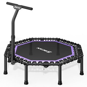 BCAN 51" Octagonal Mini Trampoline, Max Load 450 LBS Fitness Trampoline with T-Adjustable Handle Bar