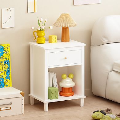 Kids Nightstand with One Drawer, Sturdy MDF,Spacious Storage,Easy Assembly for Bedroom & Living Room