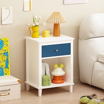 Kids Nightstand with One Drawer, Sturdy MDF,Spacious Storage,Easy Assembly for Bedroom & Living Room