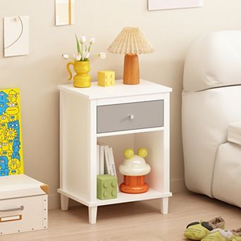 Kids Nightstand with One Drawer, Sturdy MDF,Spacious Storage,Easy Assembly for Bedroom & Living Room