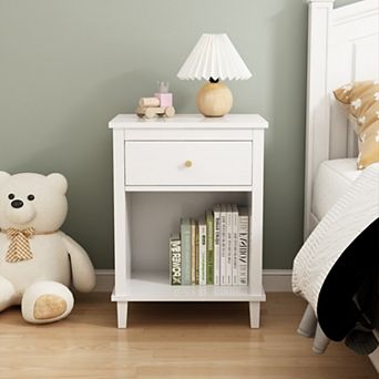 Kids Nightstand with One Drawer, Sturdy MDF,Spacious Storage,Easy Assembly for Bedroom & Living Room