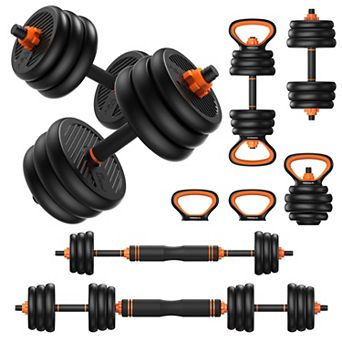 FED FITNESS 5-in-1 Adjustable Dumbbell Set, Converts to Barbell, Kettlebell, Push Up Stand