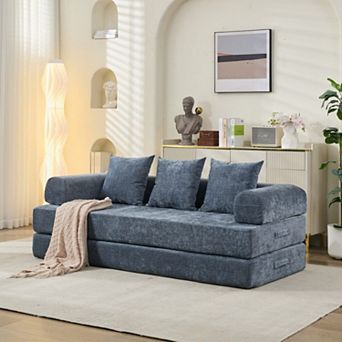 Convertible Folding Chenille Loveseat Sofa - Sofa Bed, No Assembly, for Adults & Small Space