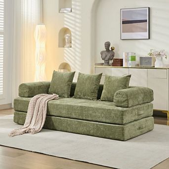 Convertible Folding Chenille Loveseat Sofa - Sofa Bed, No Assembly, for Adults & Small Space