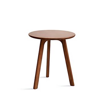 Heybly Round End Table, 100% Natural Solid Oak Wood, Small Accent Side Table for Living Room