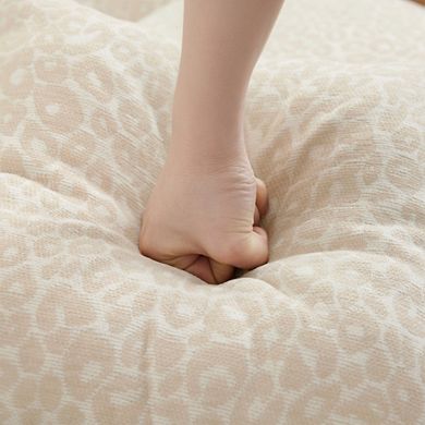 Comfy Leopard Chenille Loveseat Sofa,Ergonomic Design for Living Room, Small Apartment, Families