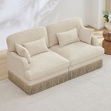 Comfy Leopard Chenille Loveseat Sofa,Ergonomic Design for Living Room, Small Apartment, Families