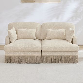 Comfy Leopard Chenille Loveseat Sofa,Ergonomic Design for Living Room, Small Apartment, Families