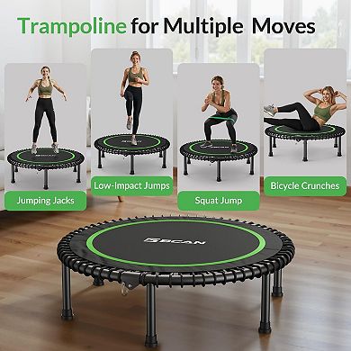 BCAN Foldable Mini Trampoline, Adult Fitness Trampoline with Durable Bungees