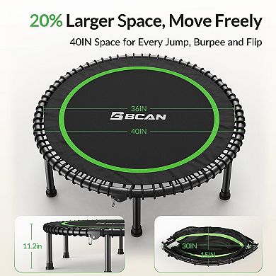 BCAN Foldable Mini Trampoline, Adult Fitness Trampoline with Durable Bungees
