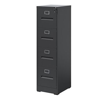 4 Drawer Locking File Cabinet, Metal Vertical, for A4/Legal/Letter Size, Easy Organization