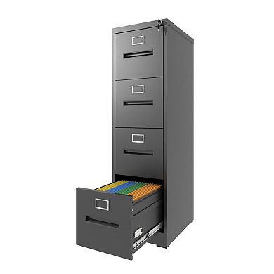 4 Drawer Locking File Cabinet, Metal Vertical, for A4/Legal/Letter Size, Easy Organization