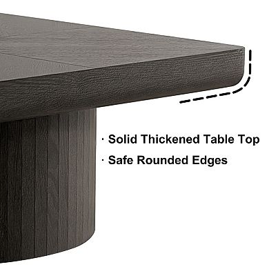 34.6'' Square Coffee Table, Thickened Top , Modern Wood Veneer for Living Room Open-Plan Area
