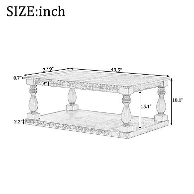 Vintage Coffee Table, Pine Veneer & Sturdy Legs, for Living Room/Study, Homeowners and Renters