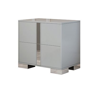 Nightstand with 2 Drawers & Metal Foot,Sturdy MDF Bedside Table for Bedroom, Living Room, Home Users
