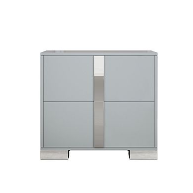 Nightstand with 2 Drawers & Metal Foot,Sturdy MDF Bedside Table for Bedroom, Living Room, Home Users