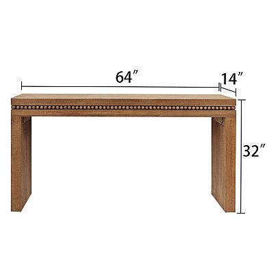 64 Inch Rustic Wood Console Table, Sturdy Easy Assembly Entryway Sofa Table for Living Room Hallway