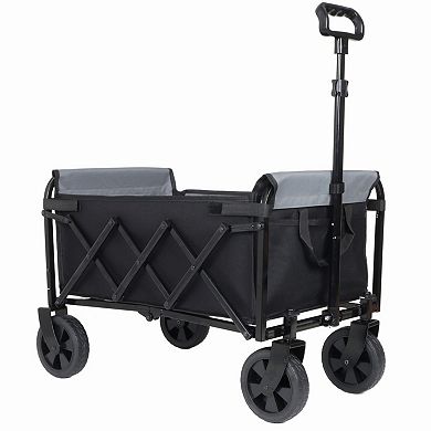 3 in 1 Collapsible Wagon, 220 lbs Capacity, 360° Wheels for Camping, Groceries, Pet Rides