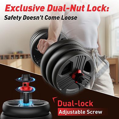 FED FITNESS Adjustable dumbbell set,70/90lbs Free Weights set with upgraded nut, 5 in 1 Weight Set