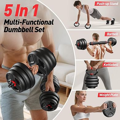 FED FITNESS Adjustable dumbbell set,70/90lbs Free Weights set with upgraded nut, 5 in 1 Weight Set