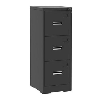 3 Drawer Locking Metal Vertical File Cabinet Anti-Tilt A4 Legal Letter for Home Office Staff Use