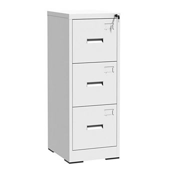 3 Drawer Locking Metal Vertical File Cabinet Anti-Tilt A4 Legal Letter for Home Office Staff Use