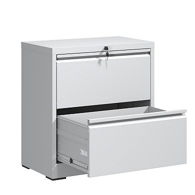 2 Drawer Lockable Metal File Cabinet, Quiet Slide Rails & Large Storage, for Home Office Study