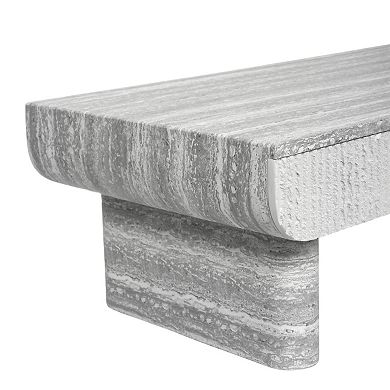 Mid Century Coffee Table with Fluted Drawer, Wood Texture, Space-Saving for Living Room, Apartment