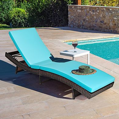 Costway 2PCS Patio Rattan Folding Lounge Chair Chaise Adjustable Cushion