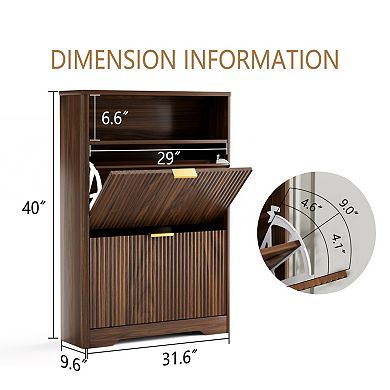 Shoe Cabinet with 2 Flip Drawers, Practical Easy-Use Hidden Storage Organizer for Entryway Hallway