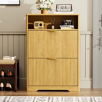 Shoe Cabinet with 2 Flip Drawers, Practical Easy-Use Hidden Storage Organizer for Entryway Hallway