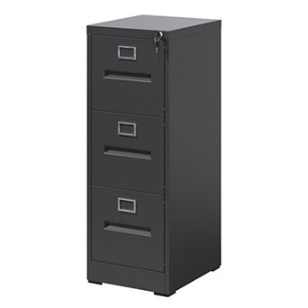 3 Drawer Lockable File Cabinet, Metal Vertical Narrow Cabinet for Office Home, Fits A4/Legal/Letter
