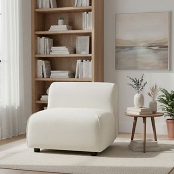 Modern Curved Upholstered Accent Chair, Ergonomic Comfort & Space-Saving, for Living Room Bedroom