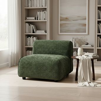 Modern Curved Upholstered Accent Chair, Ergonomic Comfort & Space-Saving, for Living Room Bedroom