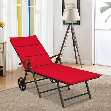 Costway 2PCS Aluminum Rattan Lounger Recliner 5-Position Adjustable Chair