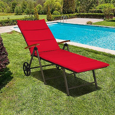 Costway 2PCS Aluminum Rattan Lounger Recliner 5-Position Adjustable Chair