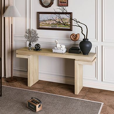 66" Wide Real Wood Veneer Console Table, Practical & Easy to Use, for Entryway/Living Room