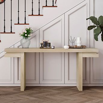 66" Wide Real Wood Veneer Console Table, Practical & Easy to Use, for Entryway/Living Room
