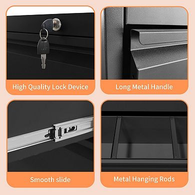3 Drawer Lockable Metal File Cabinet, 330LBS Load, Quiet Design for Home Office, Fits Legal/A4/F4
