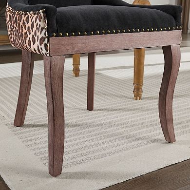 Leopard Print Dining Chairs Set of 2, High Back Upholstered Chair, Nailhead, for Kitchen Dining Room