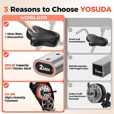 Yosuda 5 IN 1 380LBS Capacity Folding Exercise Bike Indoor Bicycle with 16 Level Magnetic Resistance