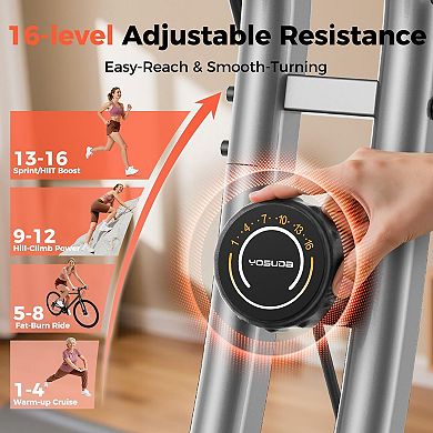 Yosuda 5 IN 1 380LBS Capacity Folding Exercise Bike Indoor Bicycle with 16 Level Magnetic Resistance