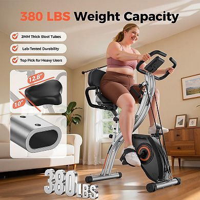 Yosuda 5 IN 1 380LBS Capacity Folding Exercise Bike Indoor Bicycle with 16 Level Magnetic Resistance