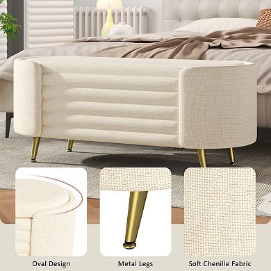 Upholstered Storage Ottoman Bench, Hidden Storage & Comfortable Seating for Living Room, Entryway
