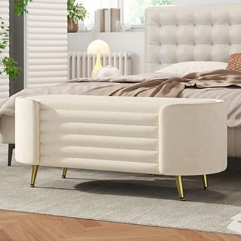 Upholstered Storage Ottoman Bench, Hidden Storage & Comfortable Seating for Living Room, Entryway