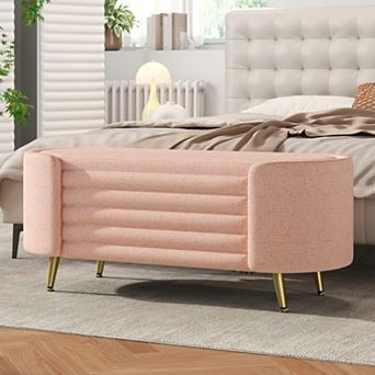 Upholstered Storage Ottoman Bench, Hidden Storage & Comfortable Seating for Living Room, Entryway