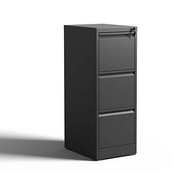 3 Drawer Metal Vertical File Cabinet with Lock, Full Extension Drawers, Anti-Tilt, for Home Office