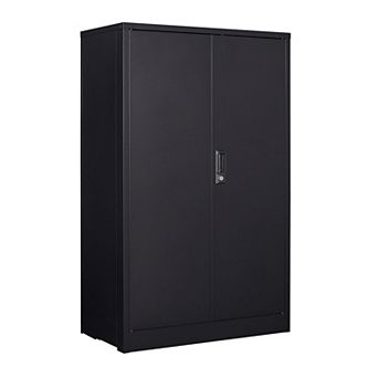 Folding Metal Storage Cabinet with Locking Doors, Adjustable Shelf Steel Storage Locker