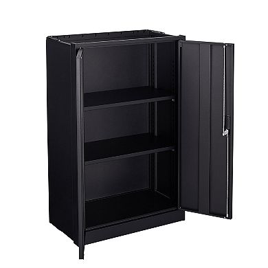Folding Metal Storage Cabinet with Locking Doors, Adjustable Shelf Steel Storage Locker