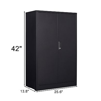 Folding Metal Storage Cabinet with Locking Doors, Adjustable Shelf Steel Storage Locker
